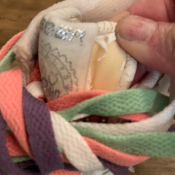 Vintage 1980s LA gear low top white sneakers 7 NEW scuff Rare 3 laces purple - Picture 13 of 17